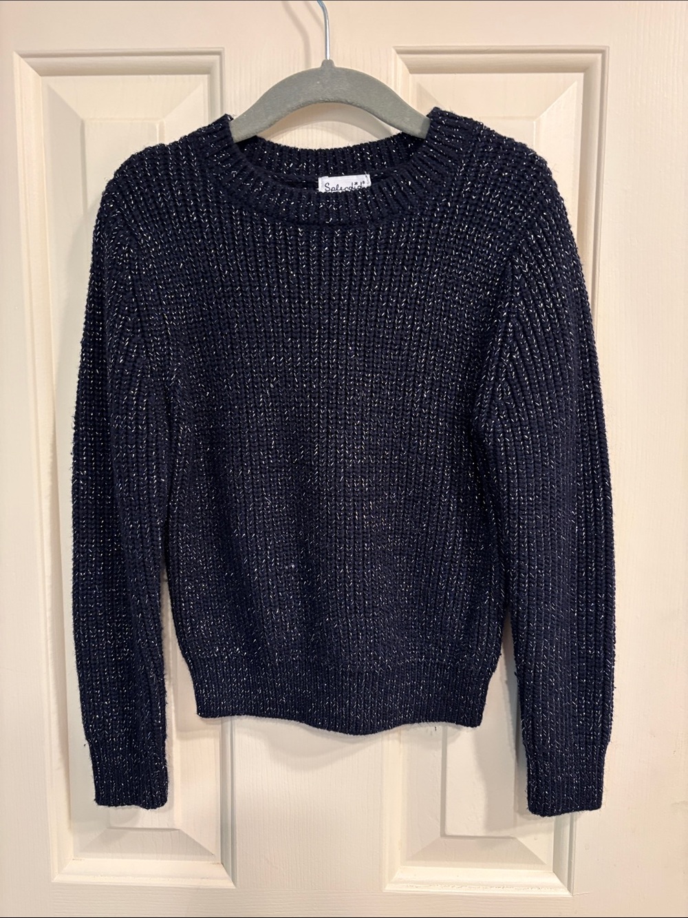 Splendid Navy Metallic Knit Crewneck Sweater